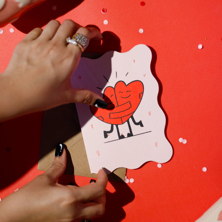 I Love You Hearts Hugging Card