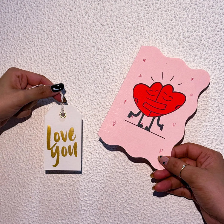 I Love You Hearts Hugging Card