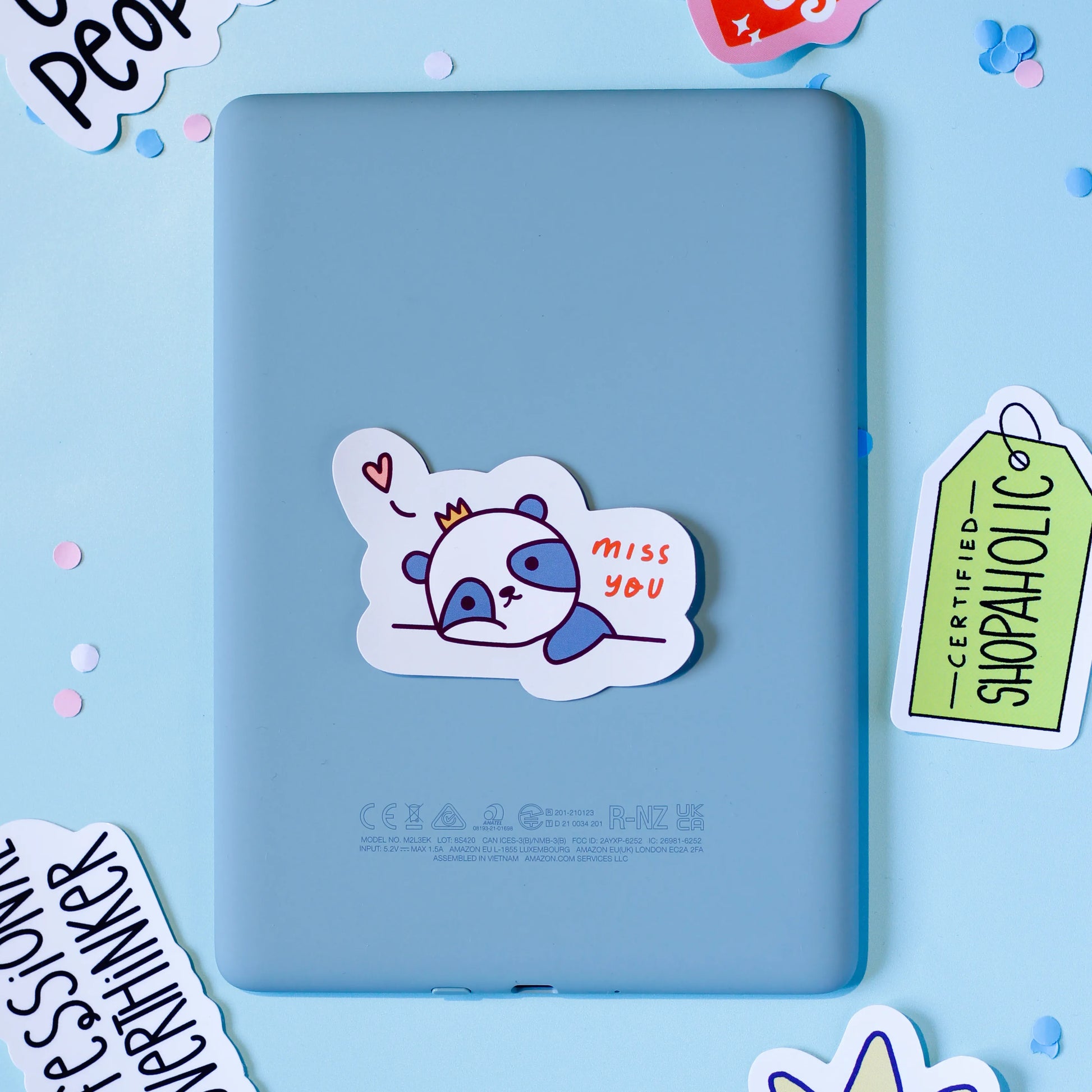 A 'miss you' on a light blue background.