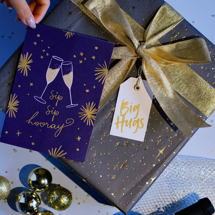 Sip Sip Hooray Card (Navy Blue)