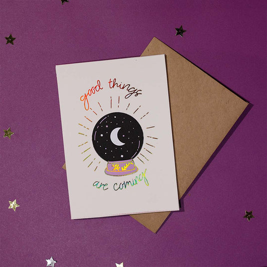 Good Things Are Coming Card (Gold Holographic)